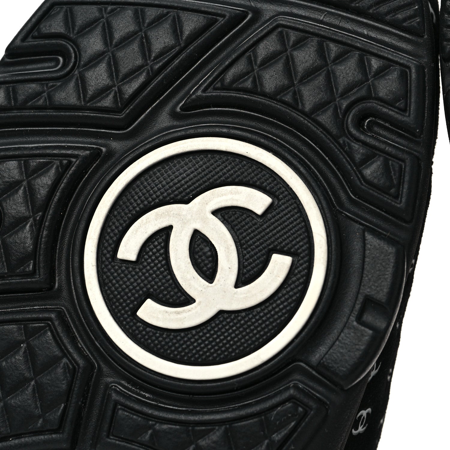Chanel Nylon Suede Calfskin Printed CC Sneakers 37 Black Beige 6 of 8