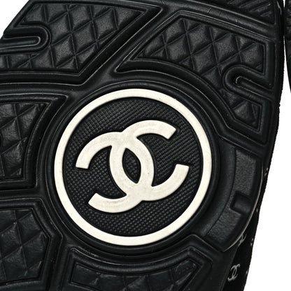 Chanel Nylon Suede Calfskin Printed CC Sneakers 37 Black Beige 6 of 8