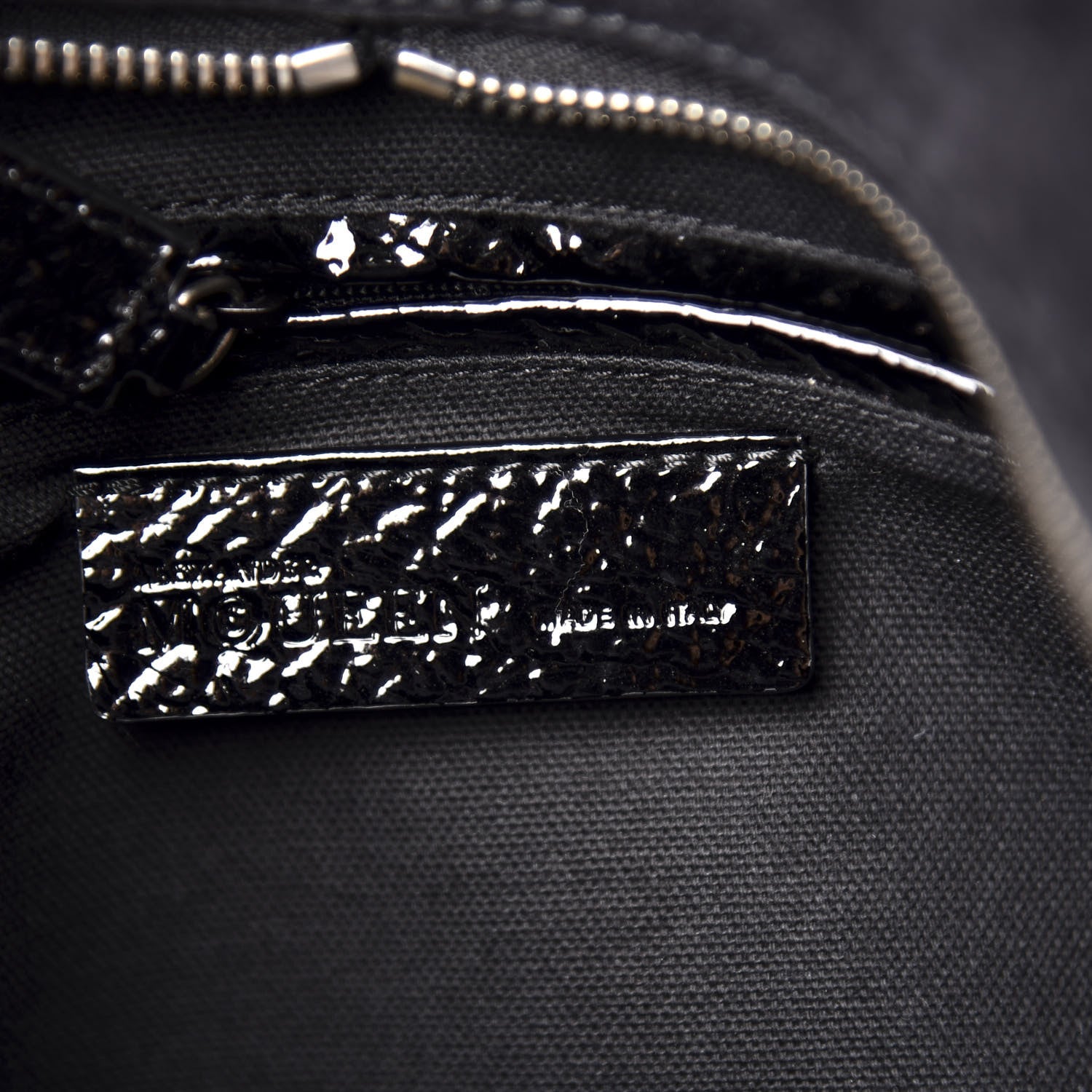 Alexander McQueen Patent Small Eyelet Padlock Skull Tote Black 7 of 11