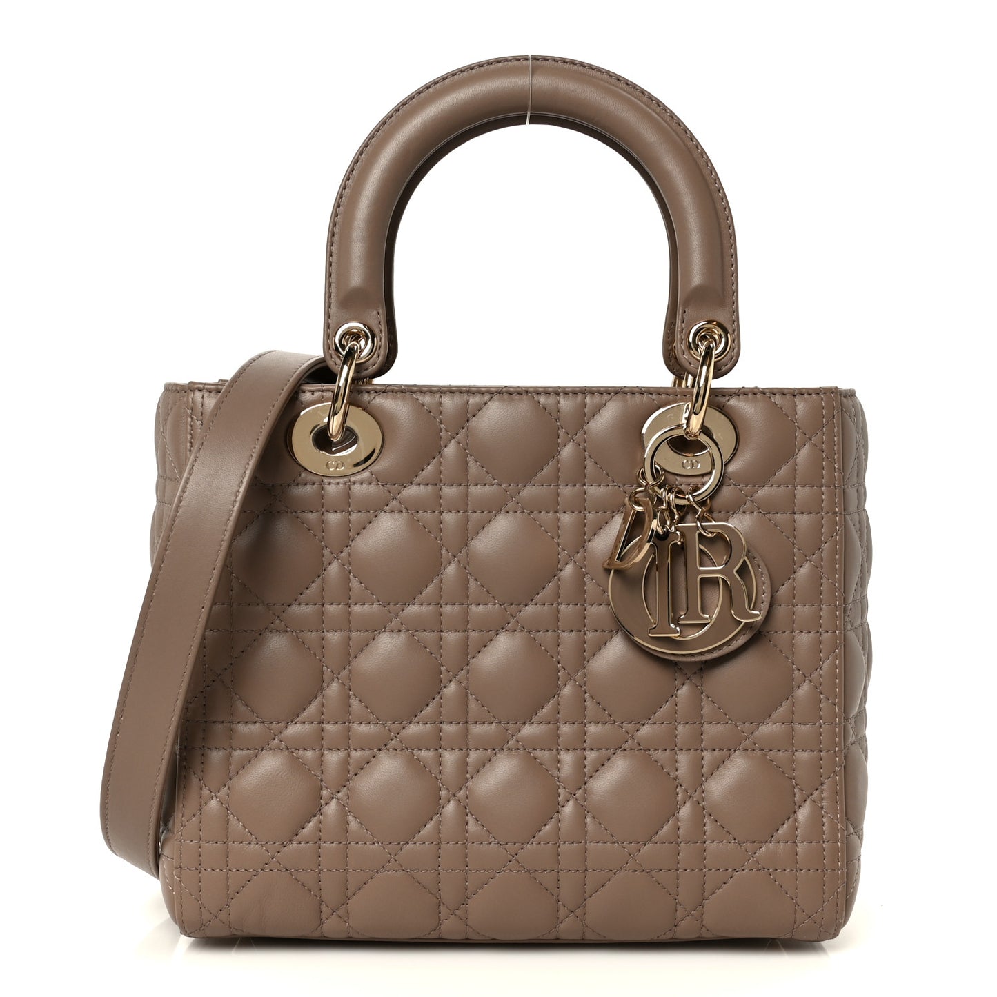 Lambskin Cannage Medium Lady Dior Warm Taupe