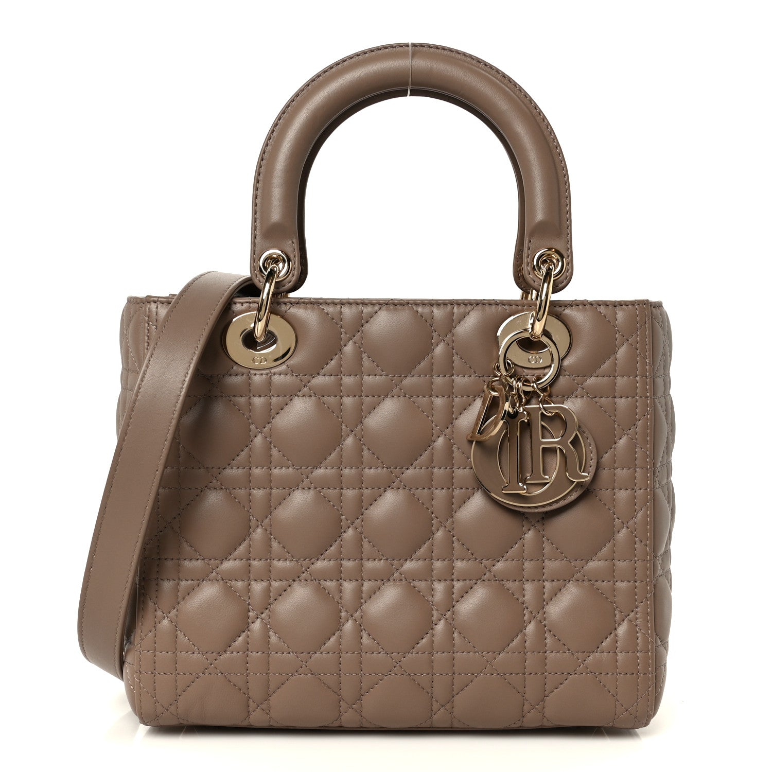 Christian Dior Lambskin Cannage Medium Lady Dior Warm Taupe 1 of 10