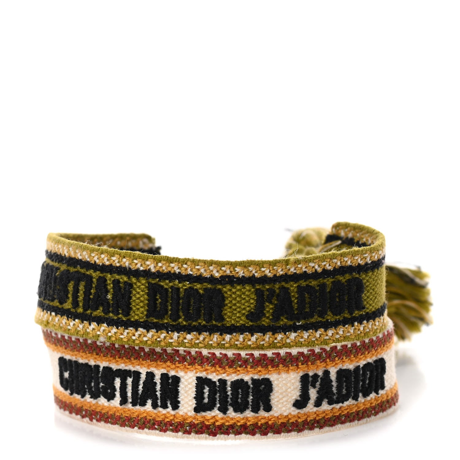 Christian Dior Woven Cotton J'Adior Friendship Bracelet Set Kaki Multicolor 1 of 3