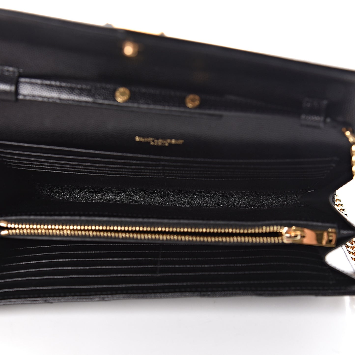 Grain De Poudre Matelasse Chevron Monogram Chain Wallet Black