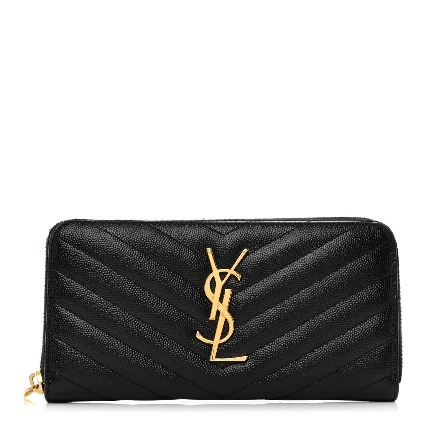 Grain De Poudre Matelasse Chevron Monogram Zip Around Wallet Black