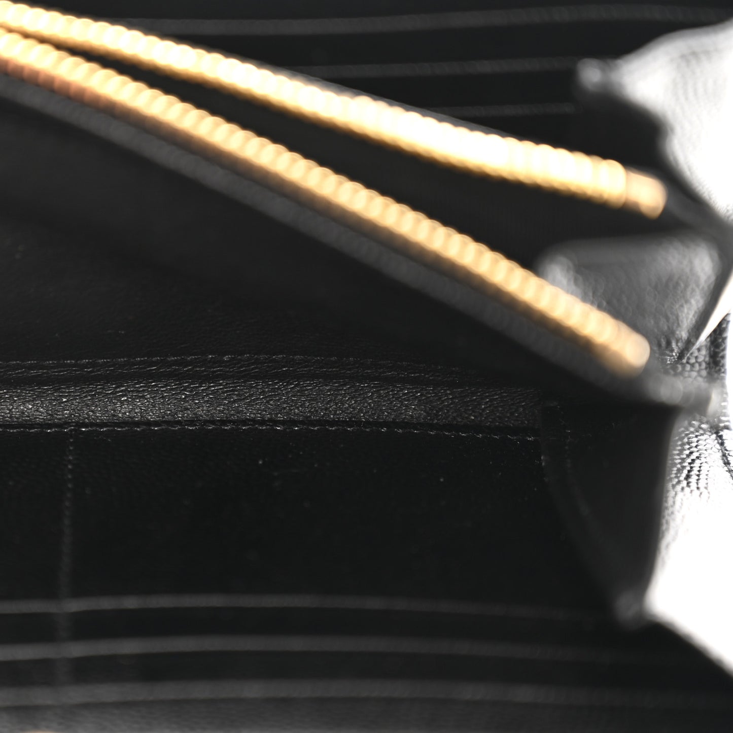 Grain De Poudre Matelasse Chevron Monogram Flap Wallet Black