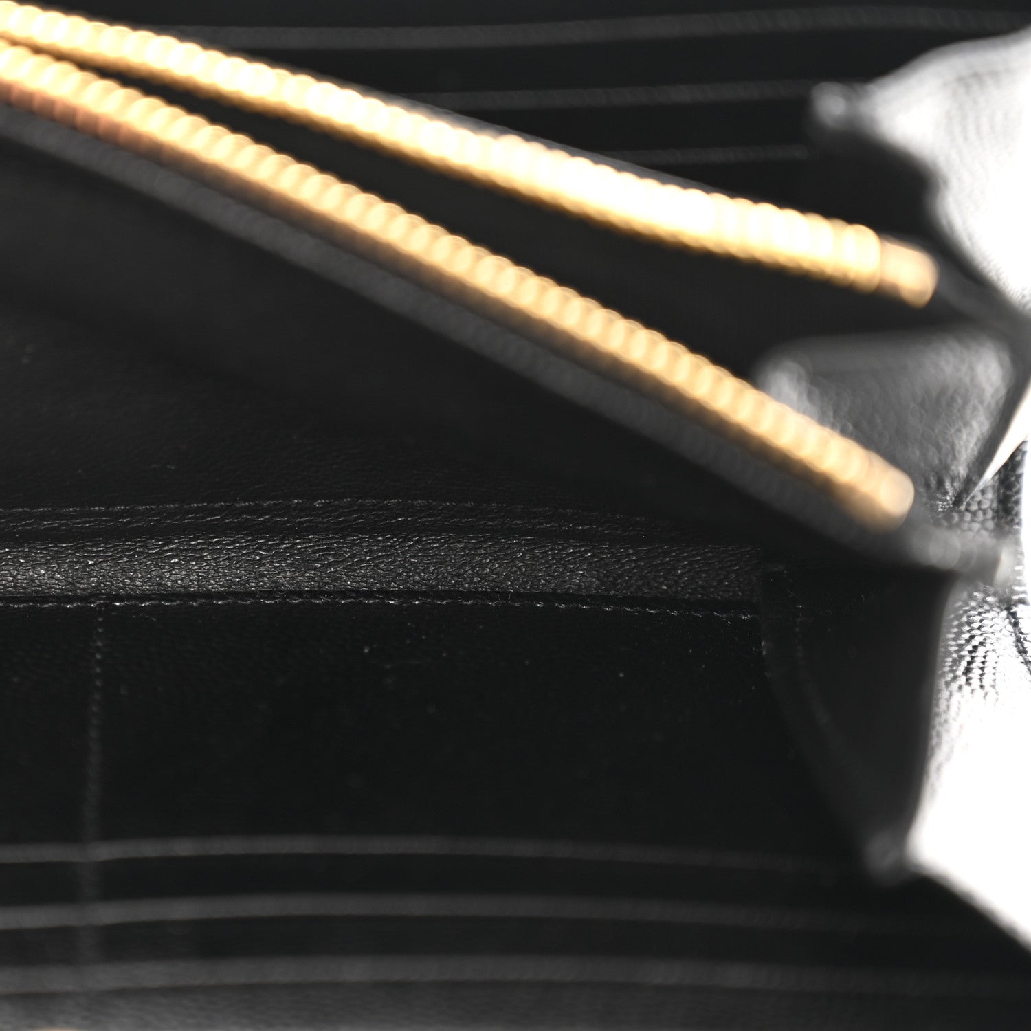 Saint Laurent Grain De Poudre Matelasse Chevron Monogram Flap Wallet Black 6 of 9