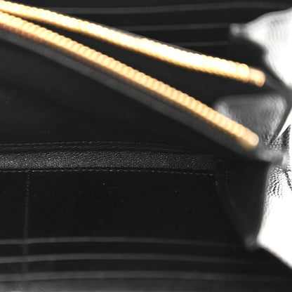 Saint Laurent Grain De Poudre Matelasse Chevron Monogram Flap Wallet Black 6 of 9