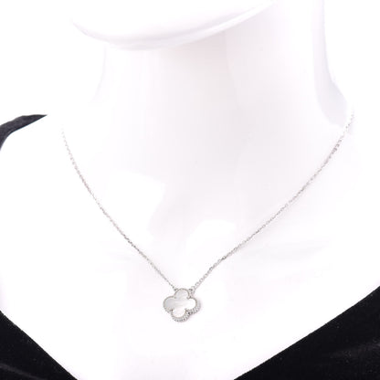 Van Cleef & Arpels 18K White Gold Mother of Pearl Vintage Alhambra Pendant Necklace 2 of 4