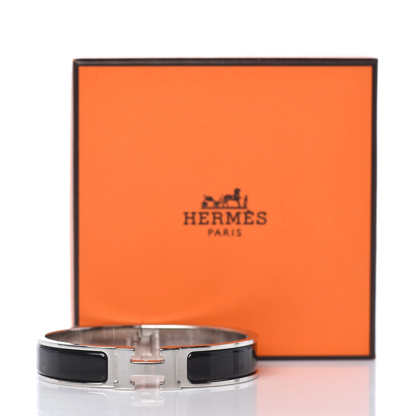 Enamel Narrow Clic Clac H Bracelet GM Black