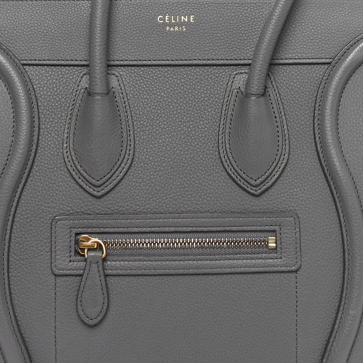 Celine Baby Drummed Calfskin Micro Luggage Kohl 7 of 9
