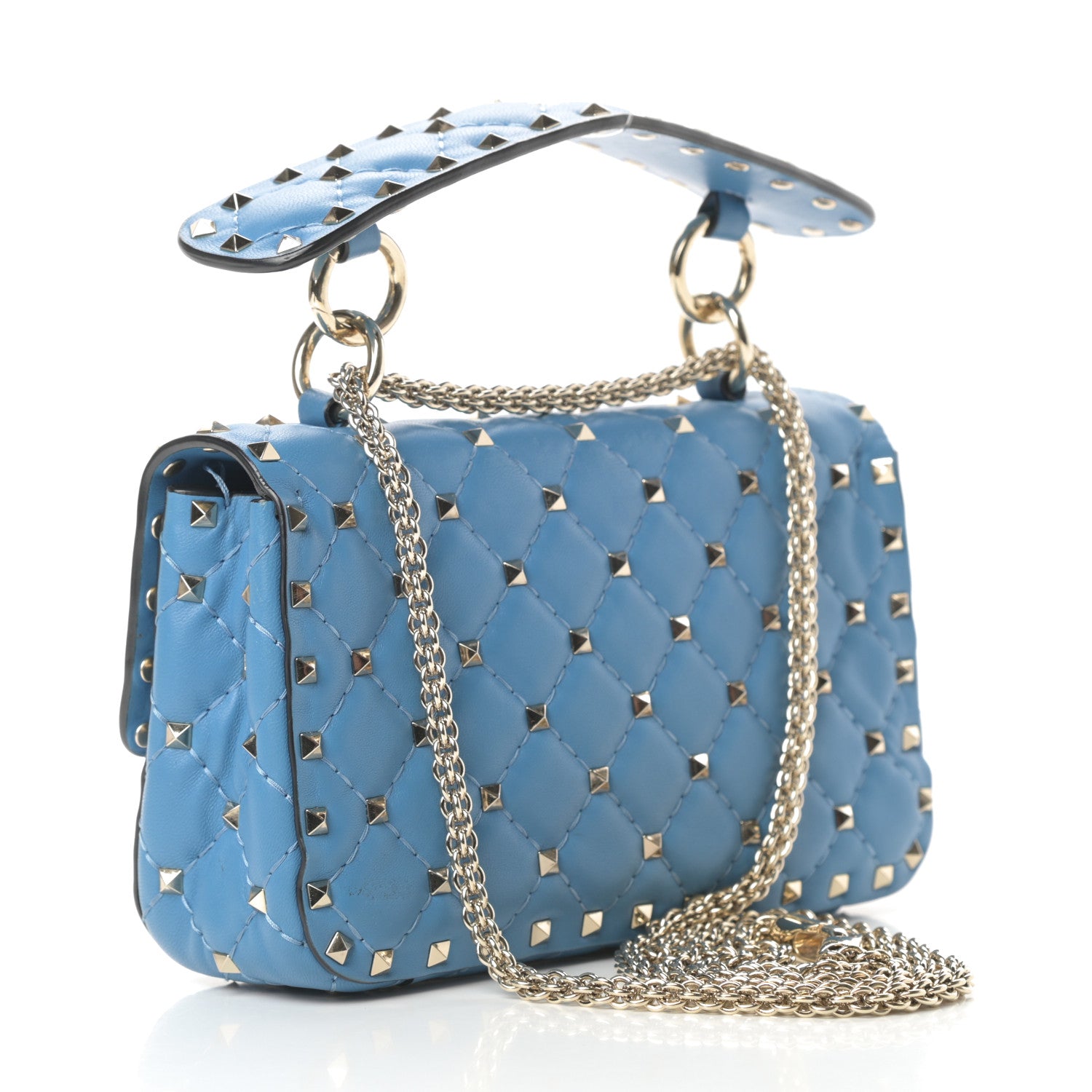 Valentino Garavani Nappa Small Rockstud Spike Shoulder Bag Bluette 3 of 12