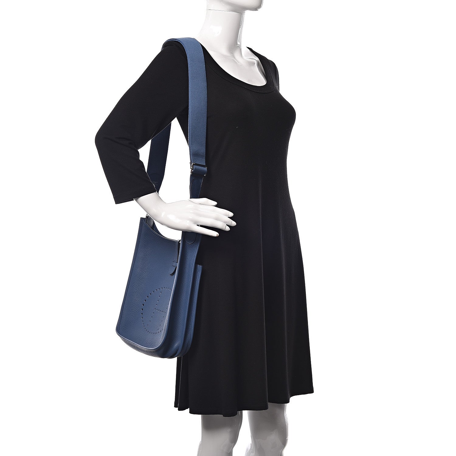 Hermes Taurillon Clemence Evelyne III PM Bleu Agate 2 of 10