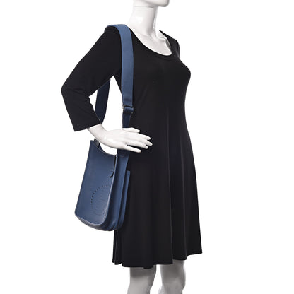 Hermes Taurillon Clemence Evelyne III PM Bleu Agate 2 of 10