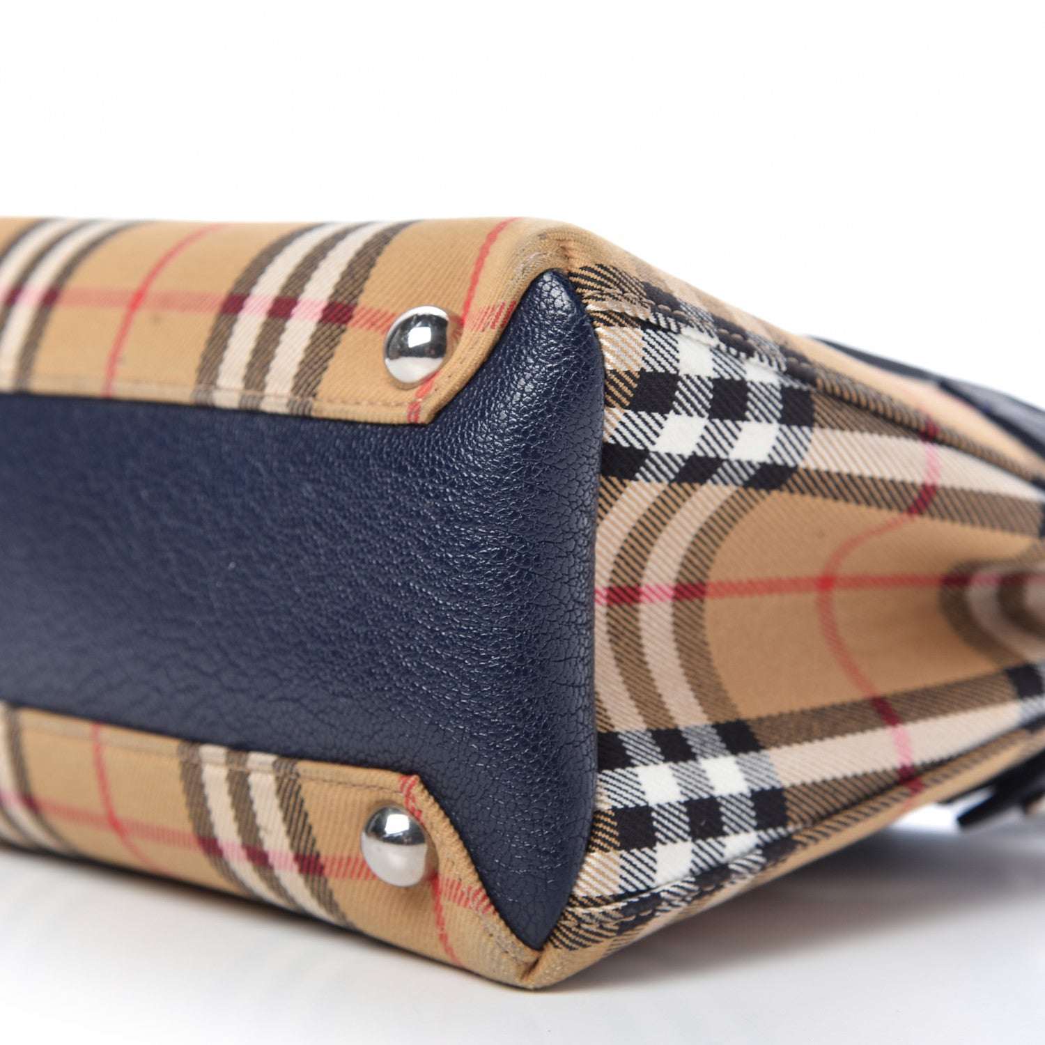 Burberry Goatskin Vintage Check Baby Banner Tote Regency Blue 7 of 11