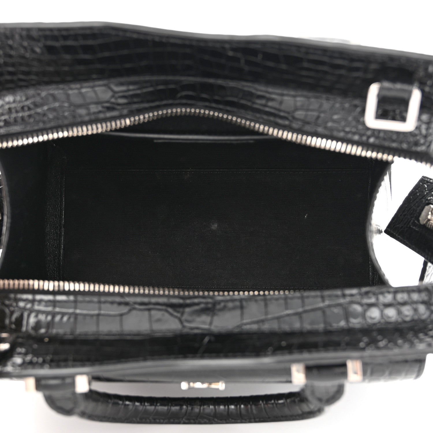 Saint Laurent Calfskin Crocodile Embossed Small Uptown Tote Black 5 of 11
