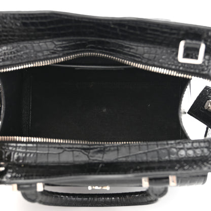 Saint Laurent Calfskin Crocodile Embossed Small Uptown Tote Black 5 of 11