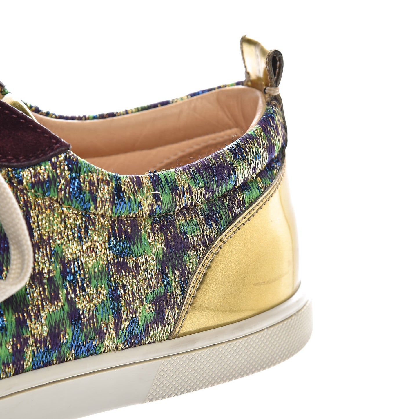 Crystal Metallic Suede Peacock Woven Lurex Gondolastrass Sneakers 37 Burgundy Green