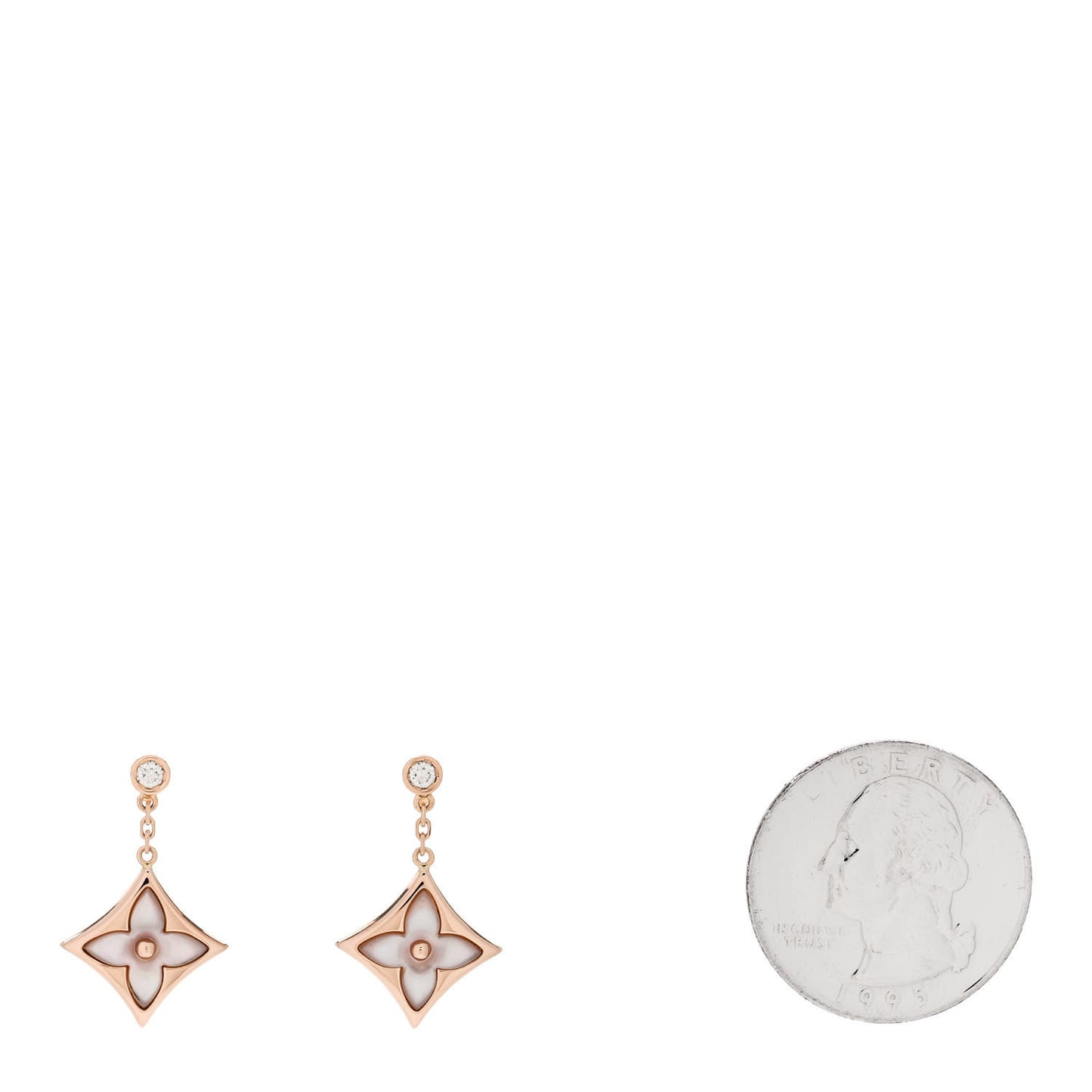 18K Pink Gold Diamond Pink Mother of Pearl Color Blossom BB Star Earrings