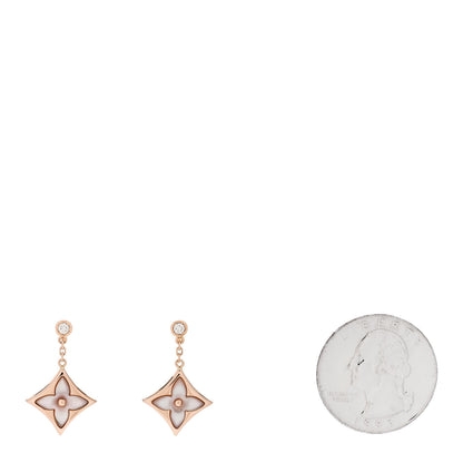Louis Vuitton 18K Pink Gold Diamond Pink Mother of Pearl Color Blossom BB Star Earrings 2 of 5