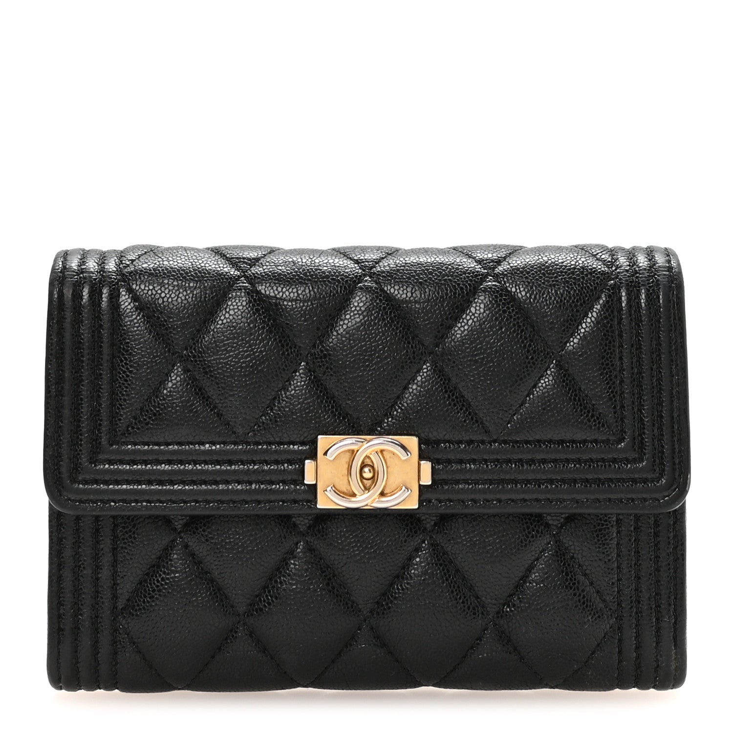 Chanel Caviar Quilted Medium Boy Flap Wallet Black 1 of 9