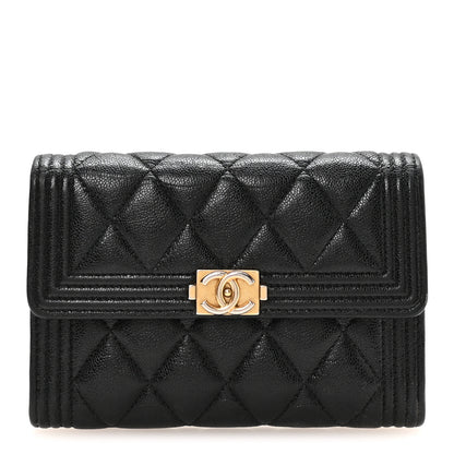 Chanel Caviar Quilted Medium Boy Flap Wallet Black 1 of 9