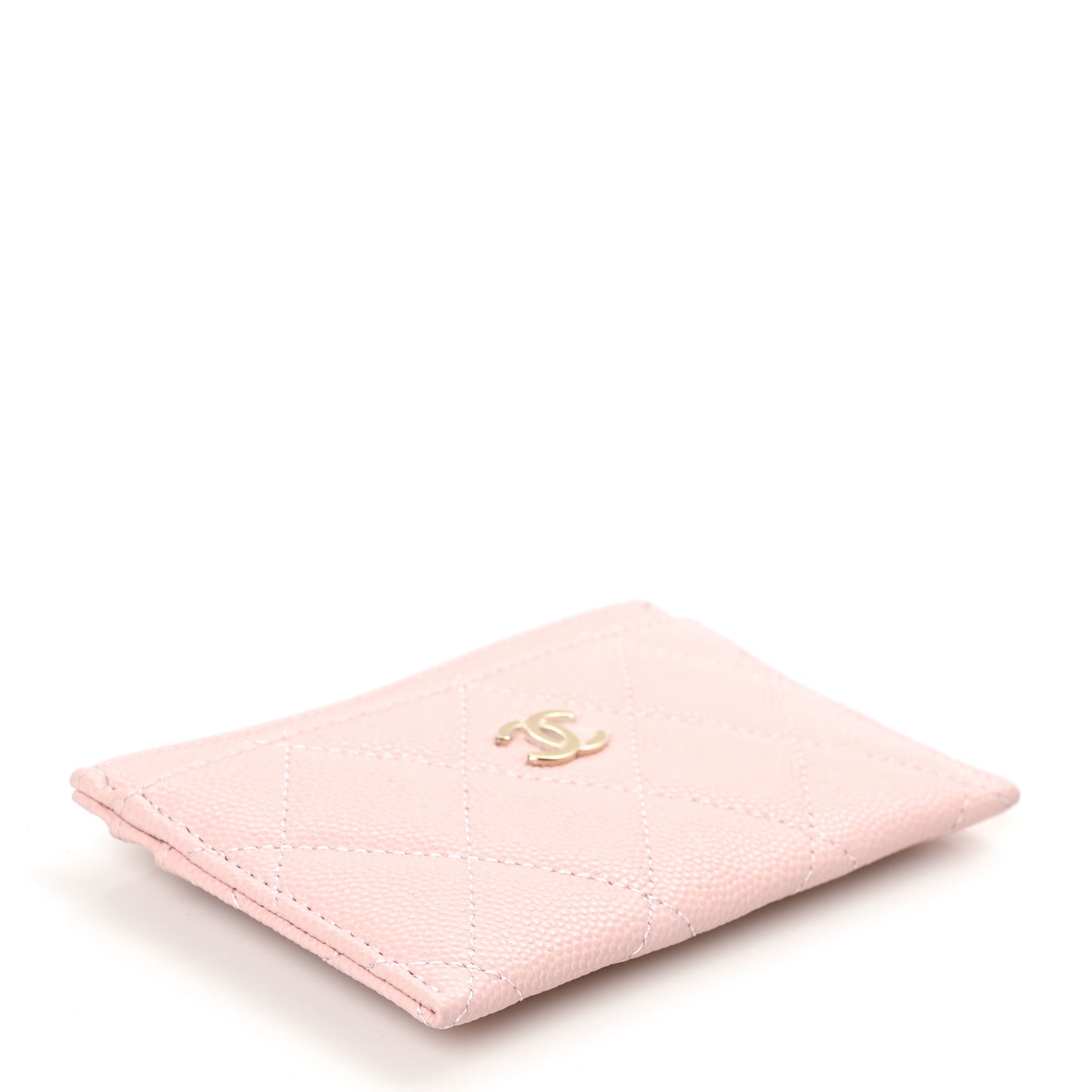Caviar Quilted Card Holder Light Pink