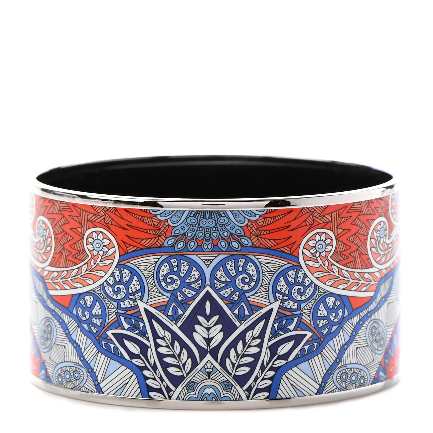 Hermes Enamel Printed Le Jardin De La Maharani Extra Wide Bracelet 70 Rayon 1 of 5