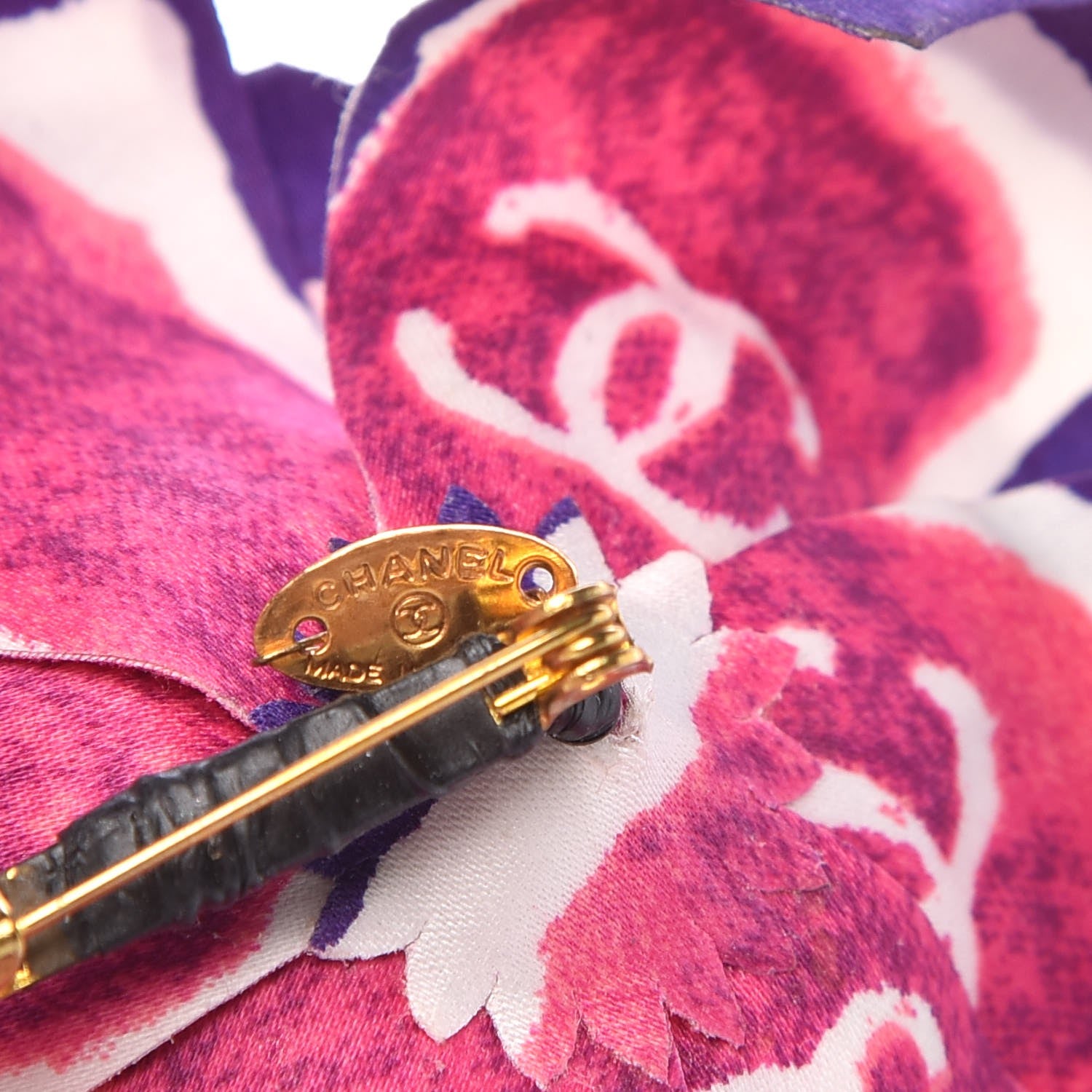 Chanel Crepe Satin Camellia Pin Brooch Pink Purple 4 of 7
