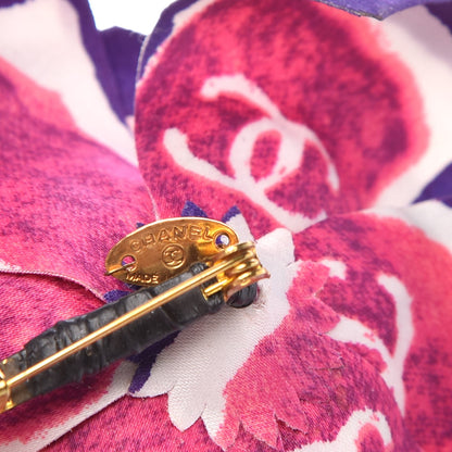 Chanel Crepe Satin Camellia Pin Brooch Pink Purple 4 of 7