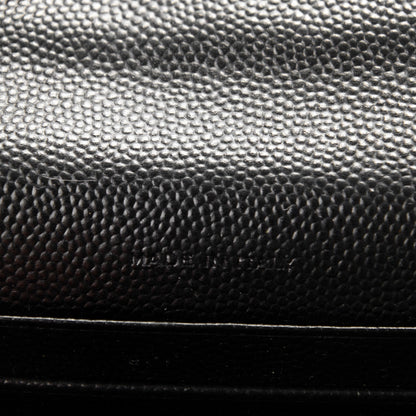 Saint Laurent Grain De Poudre Matelasse Chevron Small Monogram Envelope Wallet Black 7 of 7
