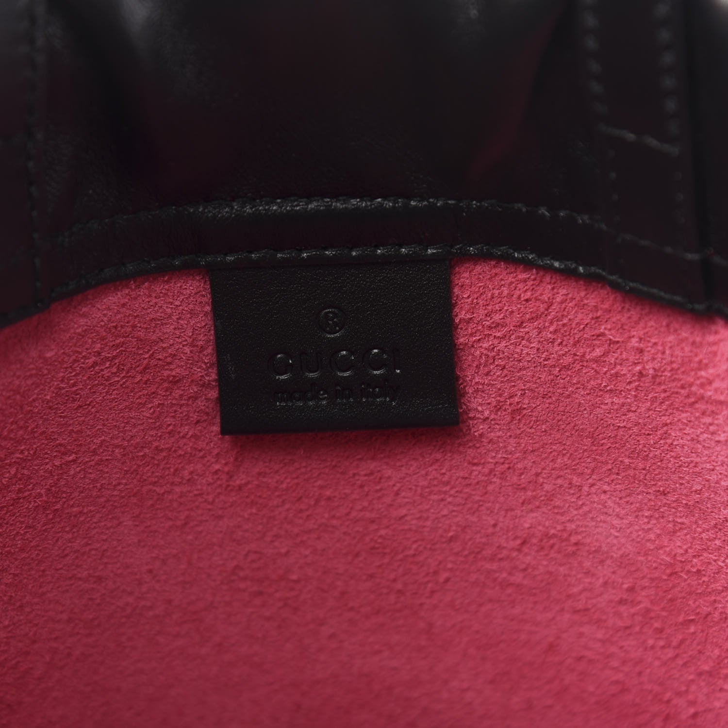 Gucci Grained Calfskin Logo Drawstring Backpack Box Pink Green Black 7 of 12