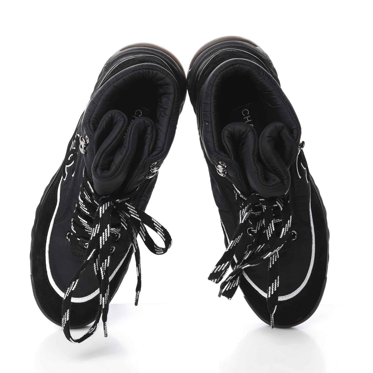 Chanel Fabric Suede Womens CC Sneakers 36.5 Black 5 of 10