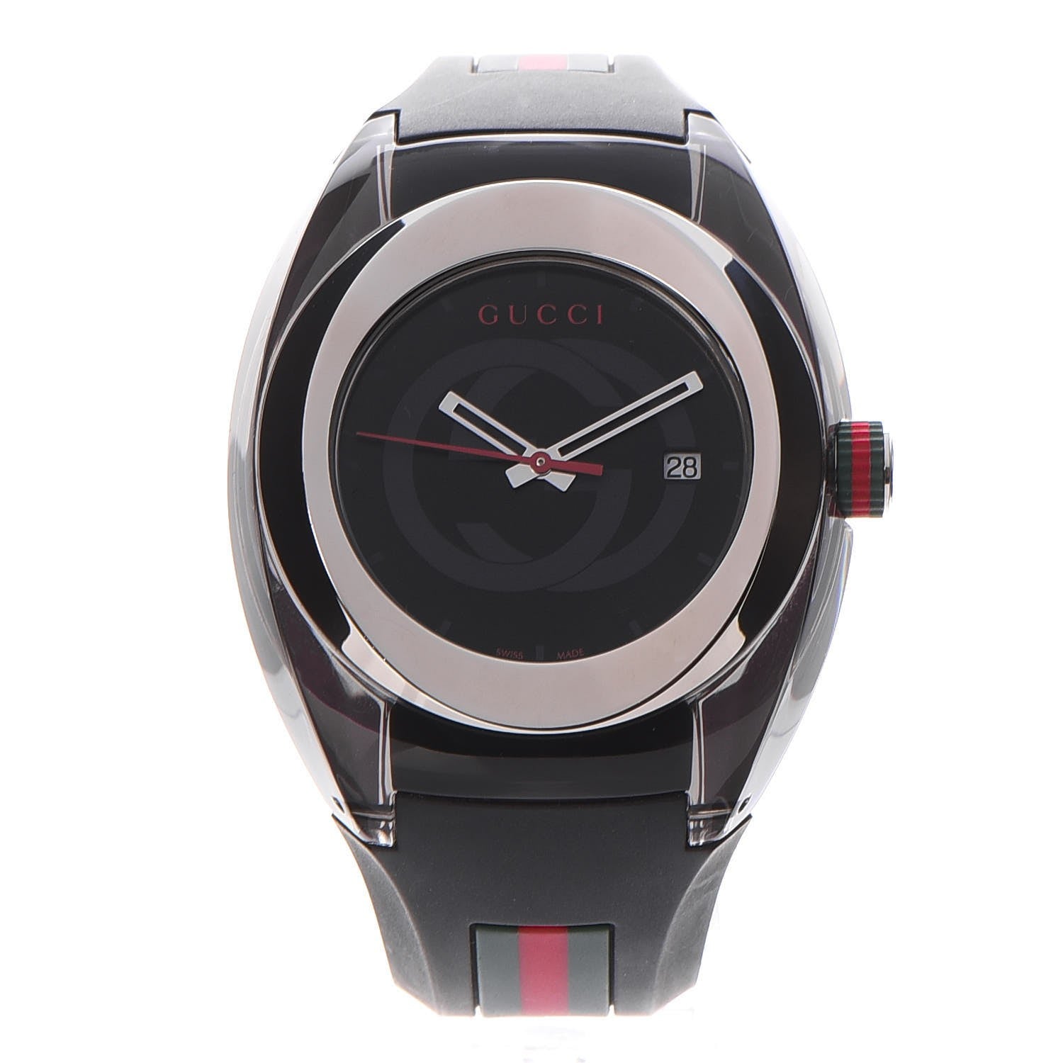 Gucci Stainless Steel Rubber 46mm Sync Web Quartz Watch Black 1 of 7