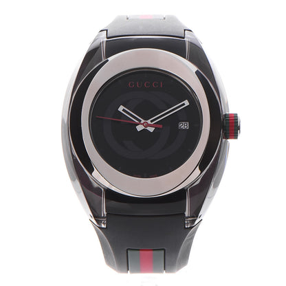 Gucci Stainless Steel Rubber 46mm Sync Web Quartz Watch Black 1 of 7