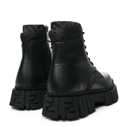 Fendi Vitello Fabric Jacquard FF 1974 Mens Fendi Force Ankle Combat Boots 6 Black Grigio 4 of 8