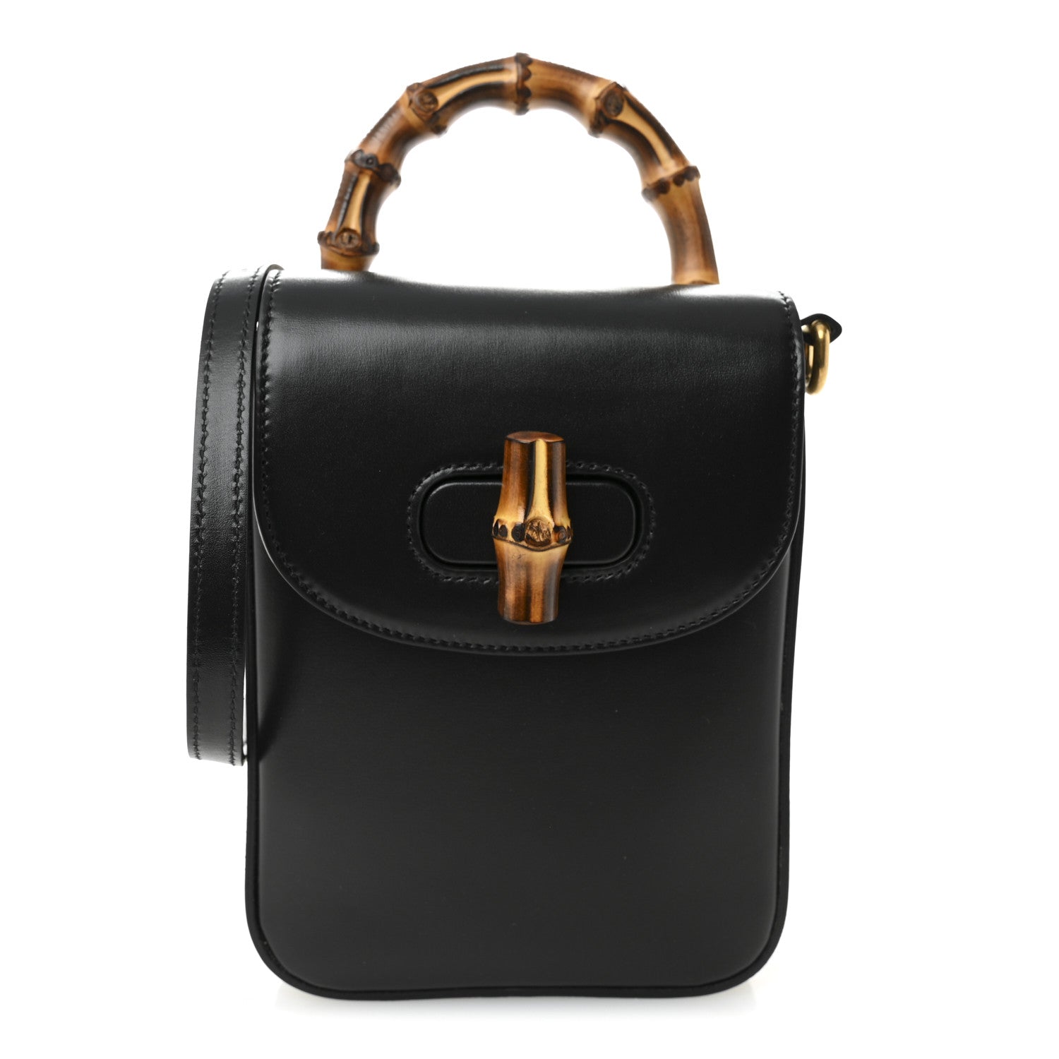 Gucci Calfskin Mini Bamboo Top Handle 3 Way Shoulder Bag  Black 1 of 11