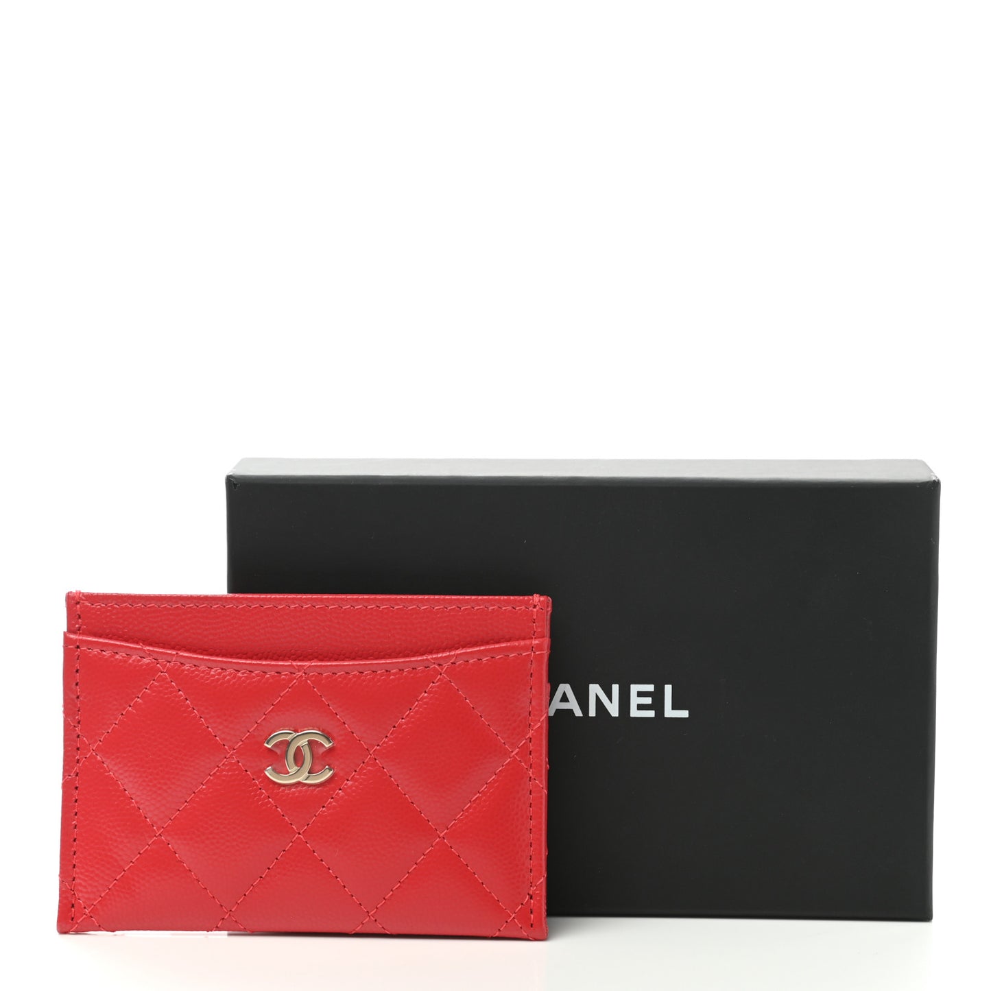 Caviar Quilted Card Holder Red