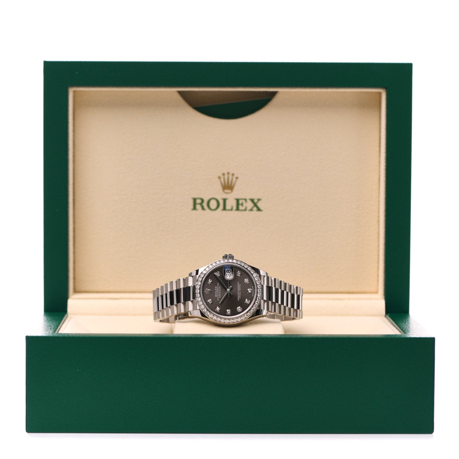 Rolex 18K White Gold Diamond 31mm Datejust President Watch Dark Grey 278289RBR 5 of 5