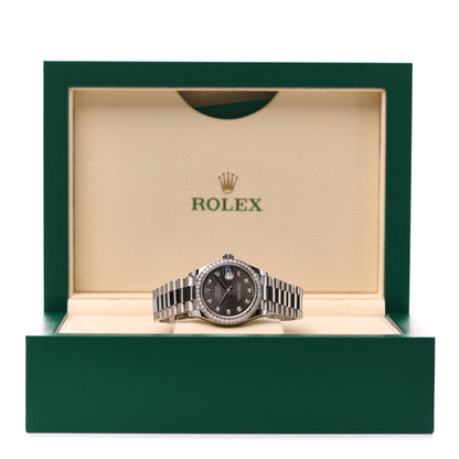 Rolex 18K White Gold Diamond 31mm Datejust President Watch Dark Grey 278289RBR 5 of 5