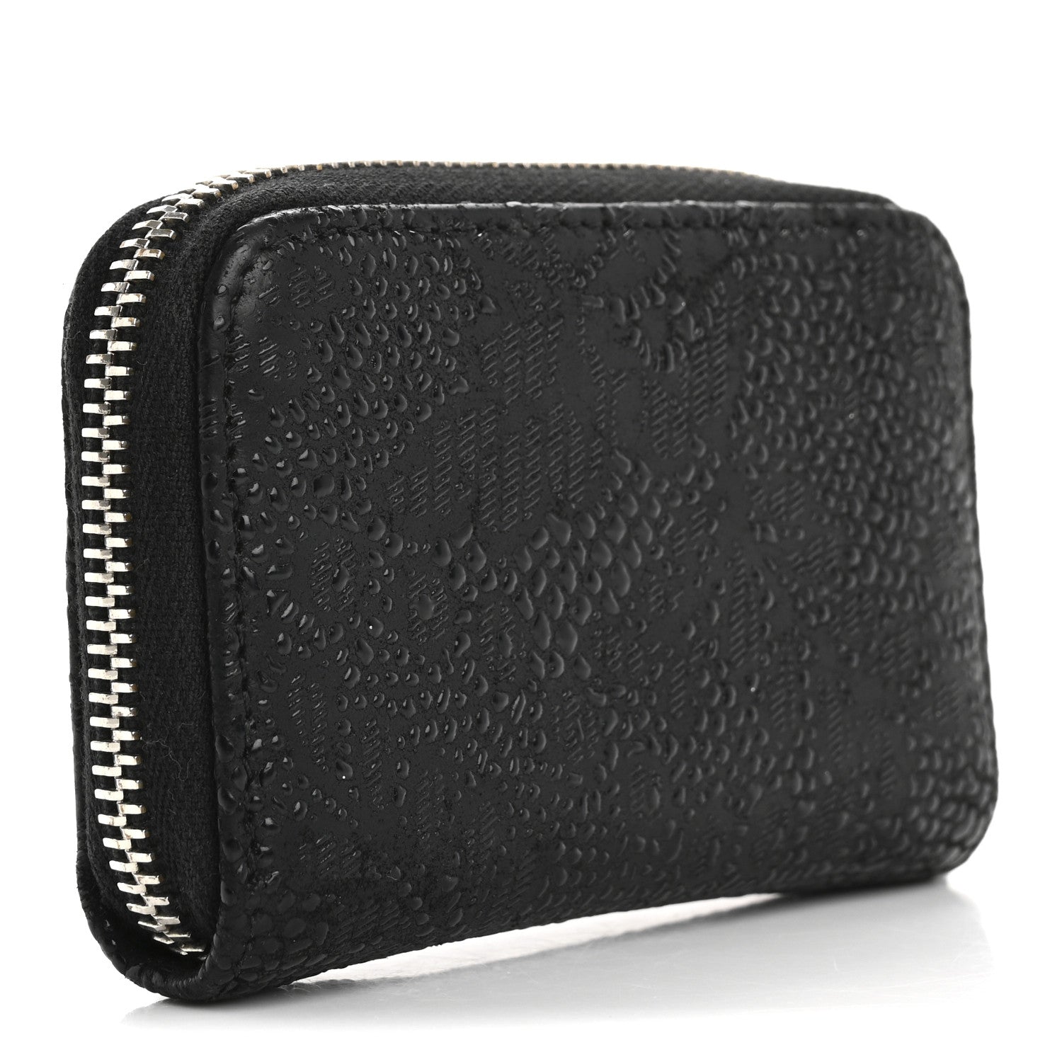 Chanel Calfskin Floral Embossed Zipped Coin Purse Black 3 of 13