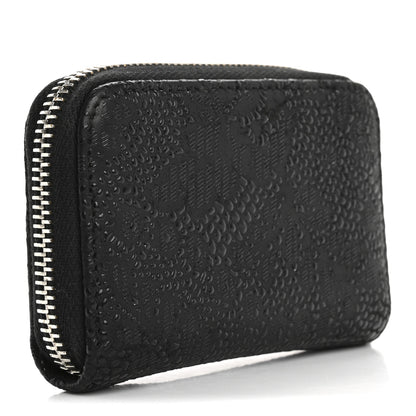 Chanel Calfskin Floral Embossed Zipped Coin Purse Black 3 of 13