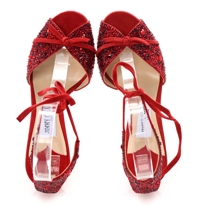 Jimmy Choo Suede Crystal Talaya 100 Pumps 35.5 Red 2 of 9
