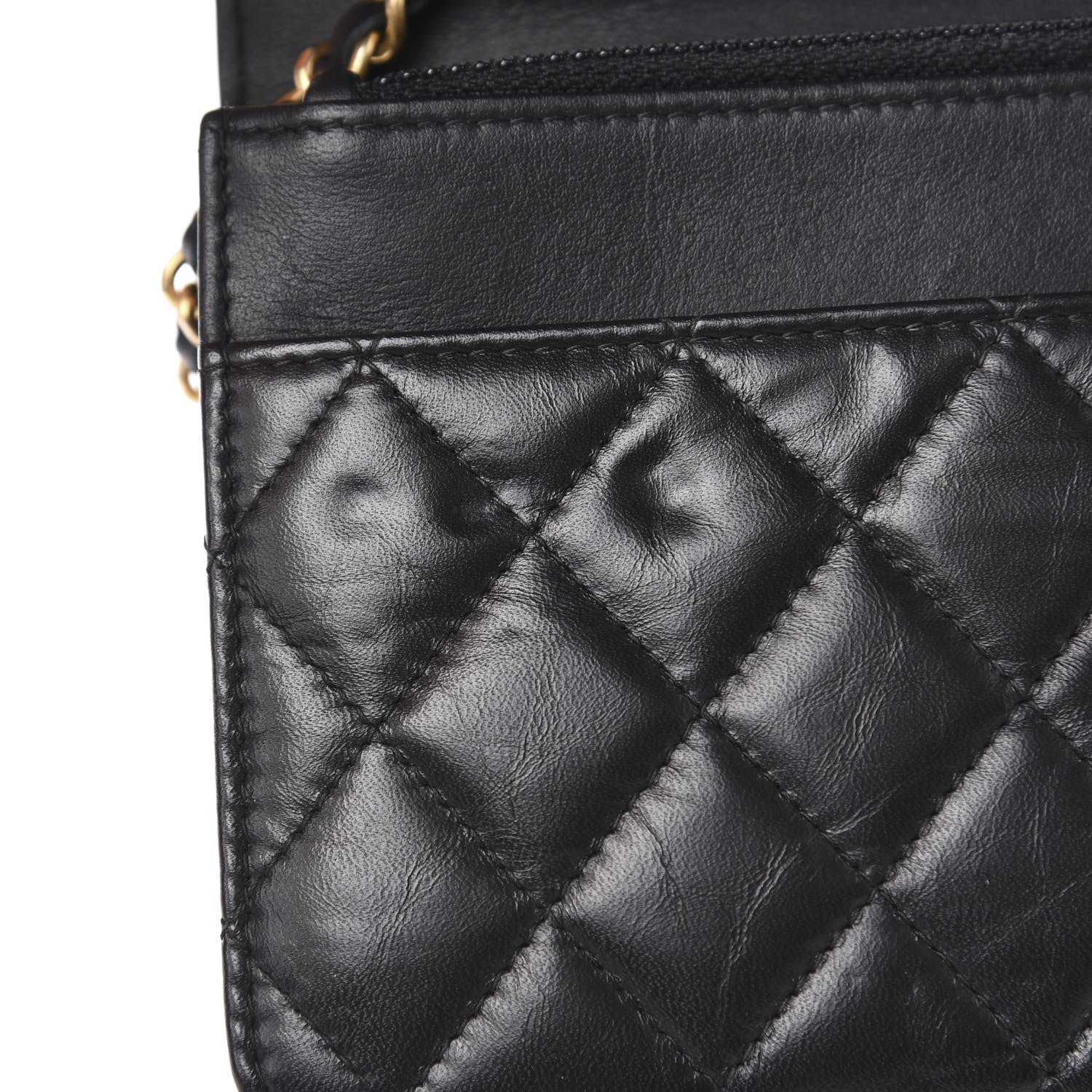 Chanel Aged Calfskin Quilted Lucky Charms 2.55 Reissue Wallet On Chain WOC Black 9 of 12
