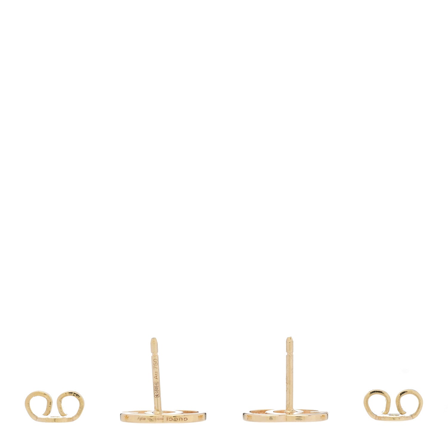 Gucci 18K Yellow Gold Running G Stud Earrings 3 of 5