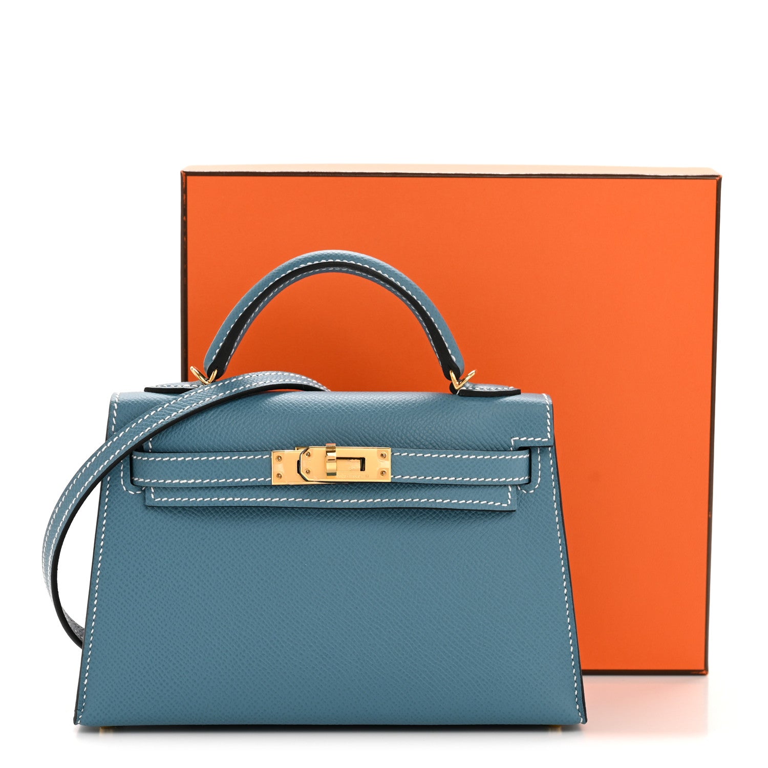 Hermes Epsom Mini Kelly Sellier 20 New Blue Jean 12 of 12