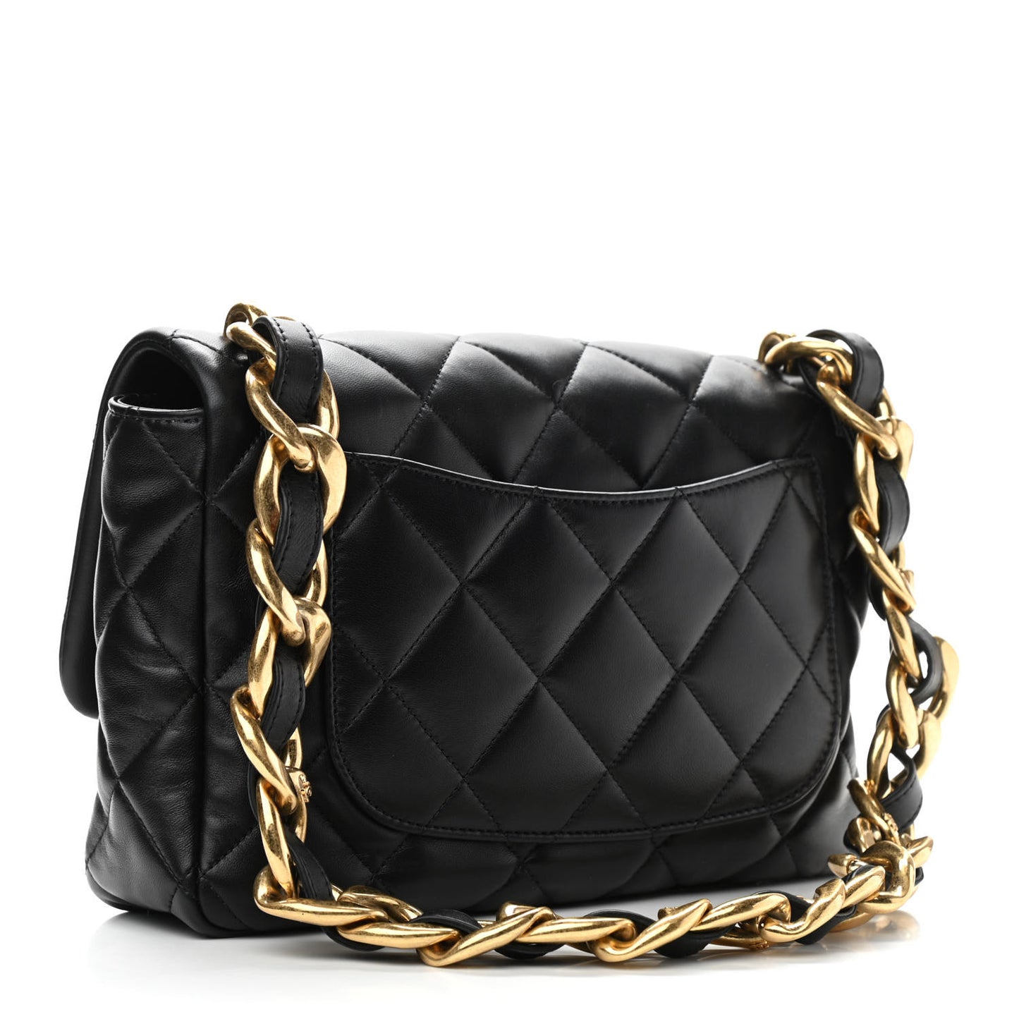 Lambskin Quilted Large CC Funky Town Flap Black