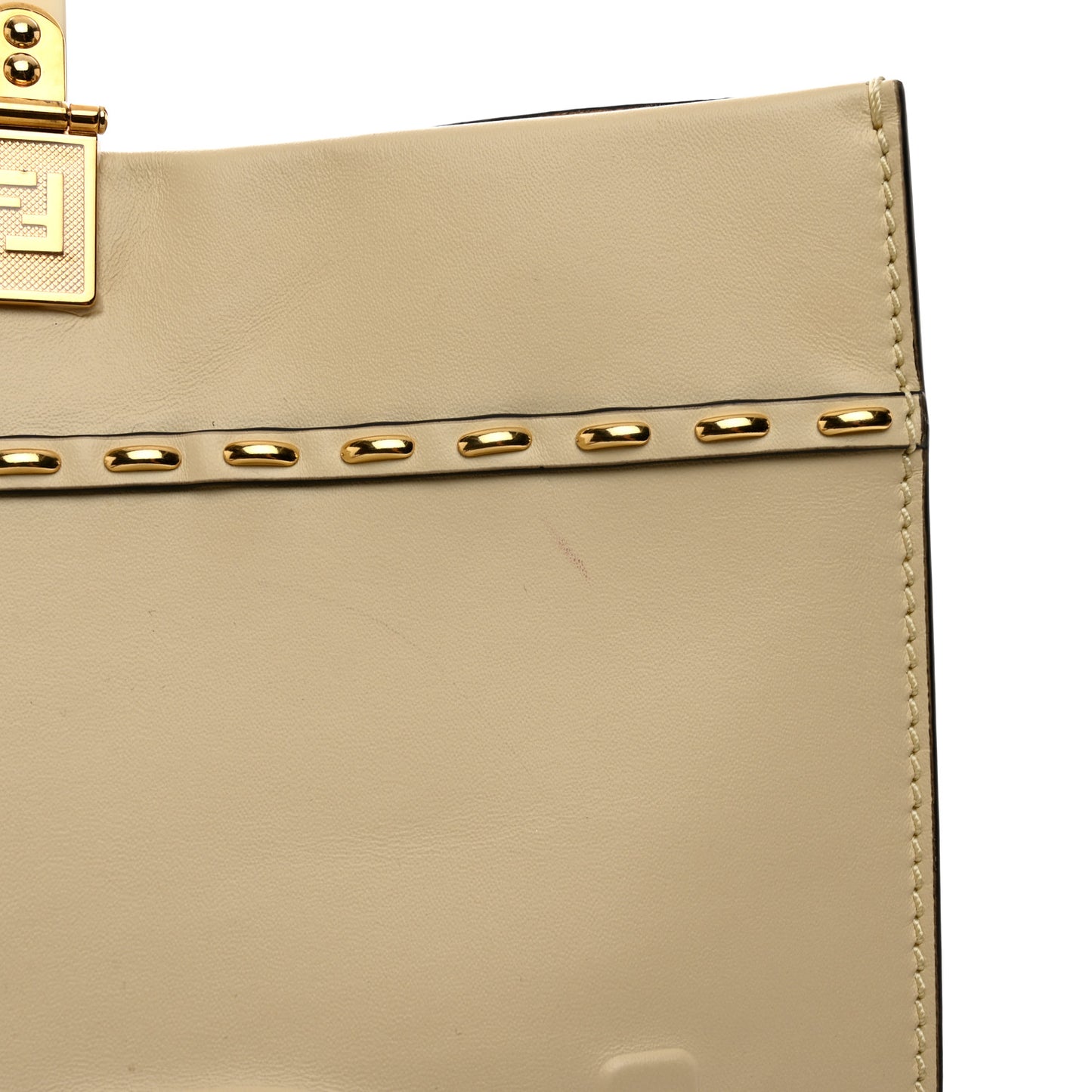 Vitello King Plexiglass Metal Stitch Logo Embossed Medium Fendi Sunshine Shopper Tote Pergamena