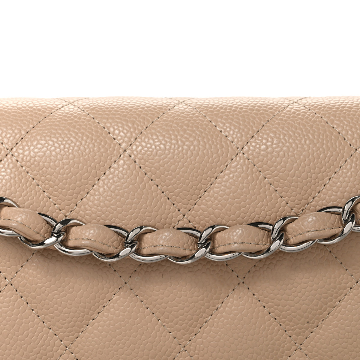 Caviar Quilted Jumbo Double Flap Light Beige