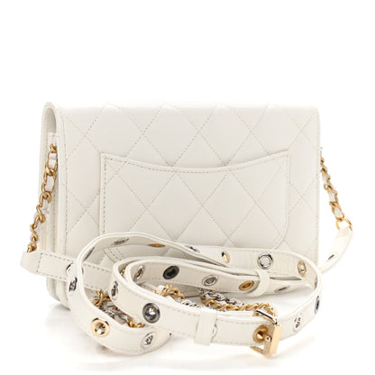 Chanel Goatskin Quilted Punk Essentials Wallet On Chain WOC White 3 of 12