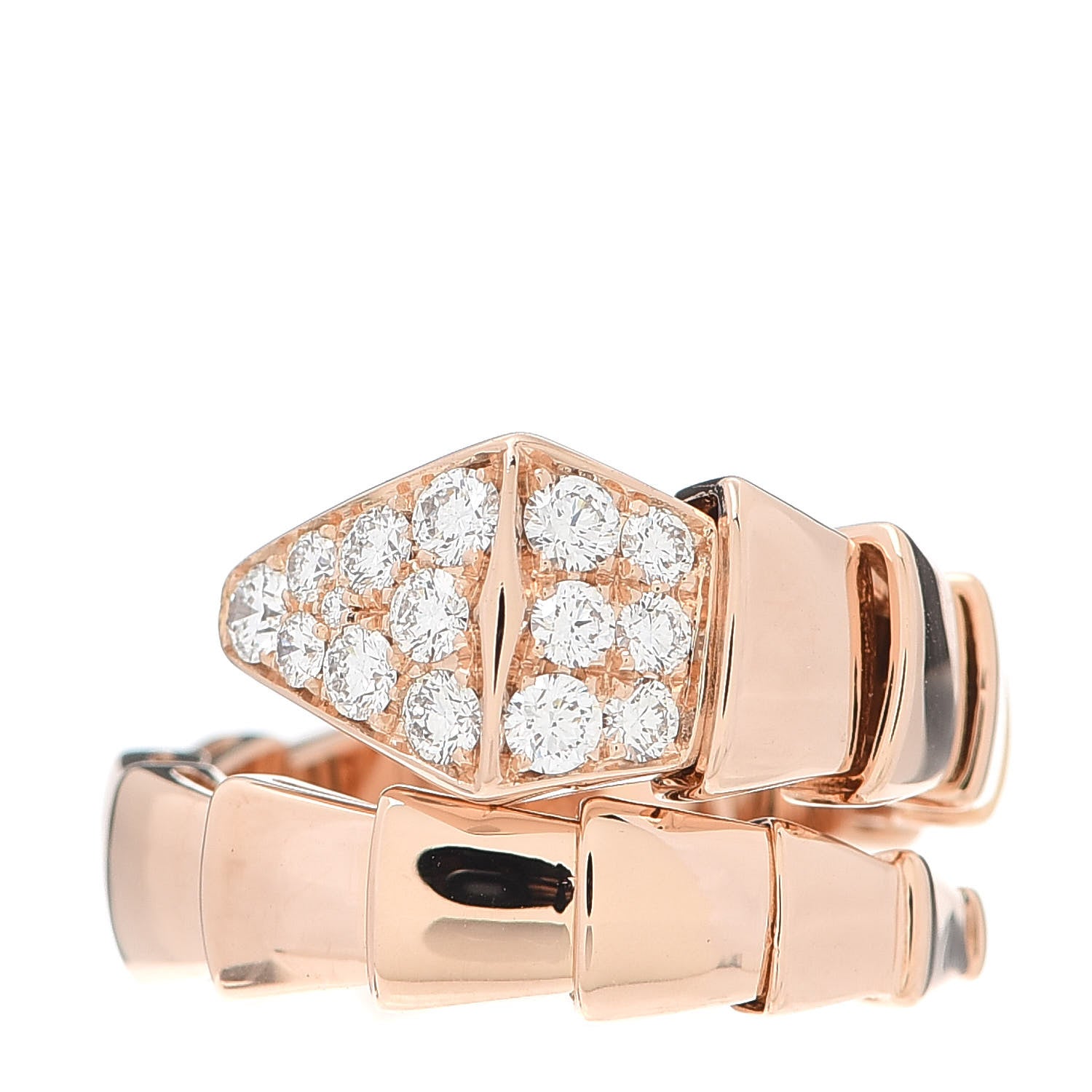 Bulgari 18K Rose Gold Diamond Serpenti Viper Ring M 1 of 5